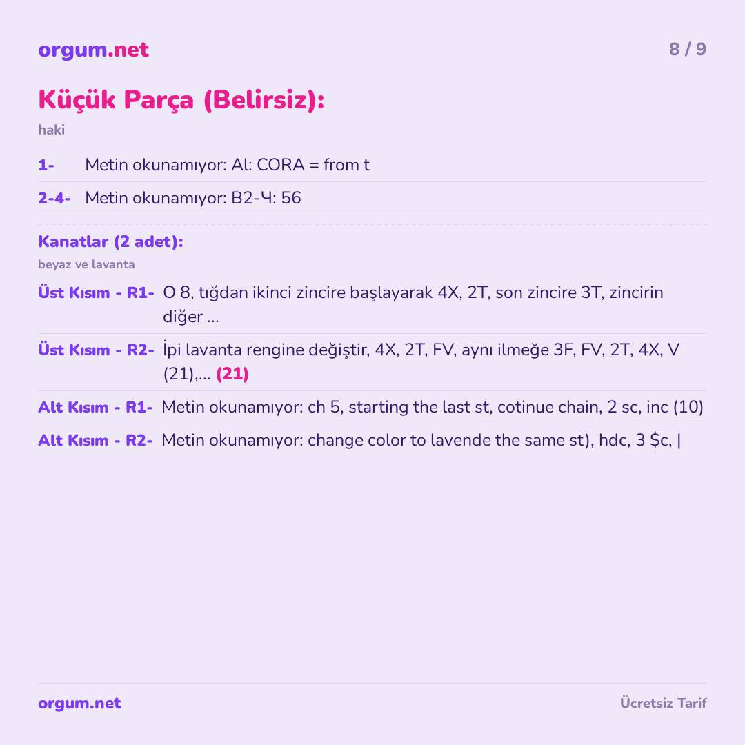 Hướng dẫn chi tiết cách móc búp bê Amigurumi Kelebek màu tím và trắng