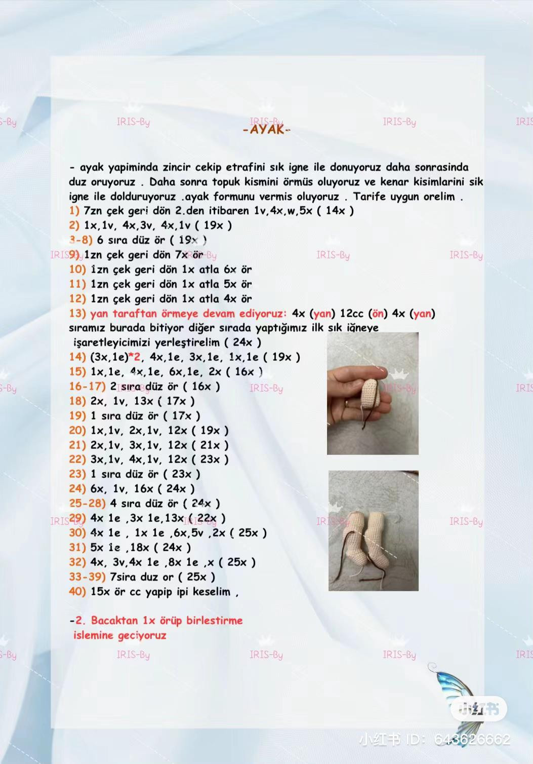 Hướng dẫn chi tiết cách móc búp bê Amigurumi nữ dễ thương với mái tóc nâu, nơ xanh và váy ngắn