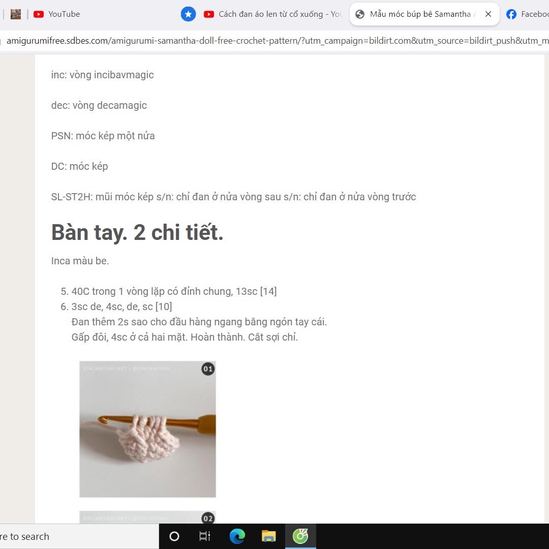 Hướng dẫn chi tiết cách móc búp bê amigurumi Samantha với váy xanh và vương miện hoa