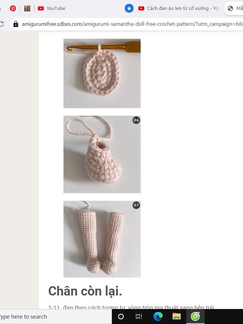 Hướng dẫn chi tiết cách móc búp bê amigurumi Samantha với váy xanh và vương miện hoa