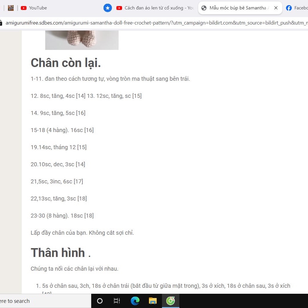 Hướng dẫn chi tiết cách móc búp bê amigurumi Samantha với váy xanh và vương miện hoa