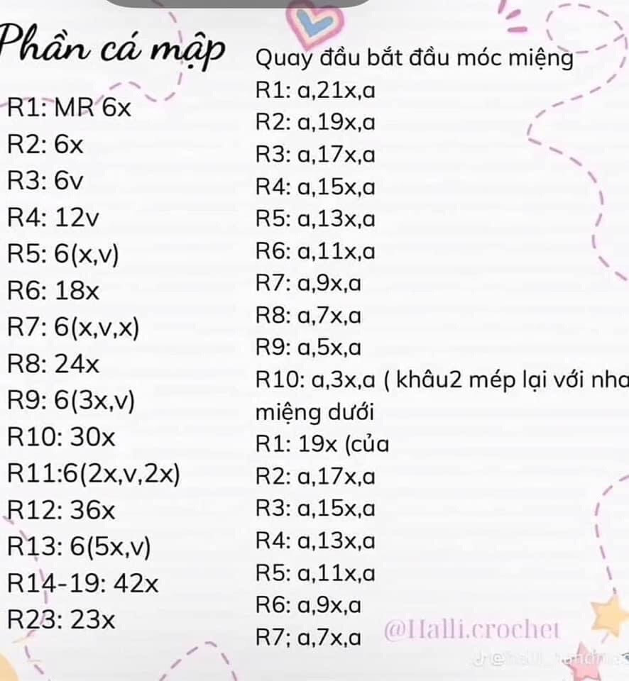 Hướng dẫn chi tiết cách móc búp bê heo mặc đồ cá mập và váy công chúa màu hồng dễ thương