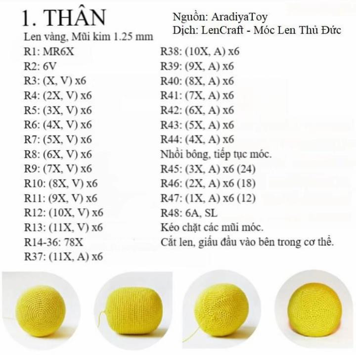 Hướng dẫn chi tiết cách móc búp bê Minion Bob và gấu Tim nhỏ theo chart tiếng Việt