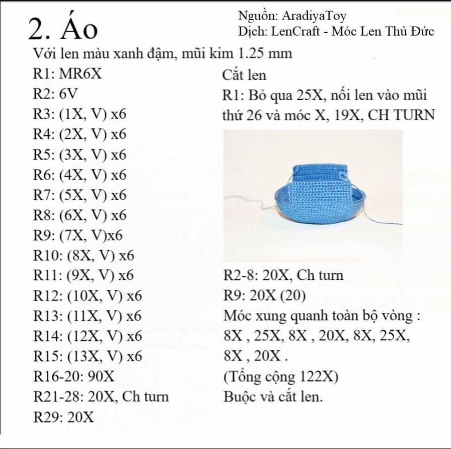 Hướng dẫn chi tiết cách móc búp bê Minion Bob và gấu Tim nhỏ theo chart tiếng Việt
