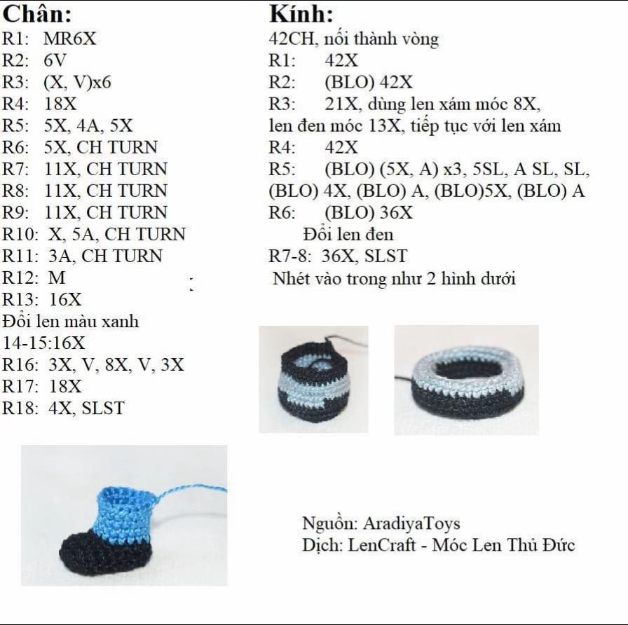 Hướng dẫn chi tiết cách móc búp bê Minion Bob và gấu Tim nhỏ theo chart tiếng Việt