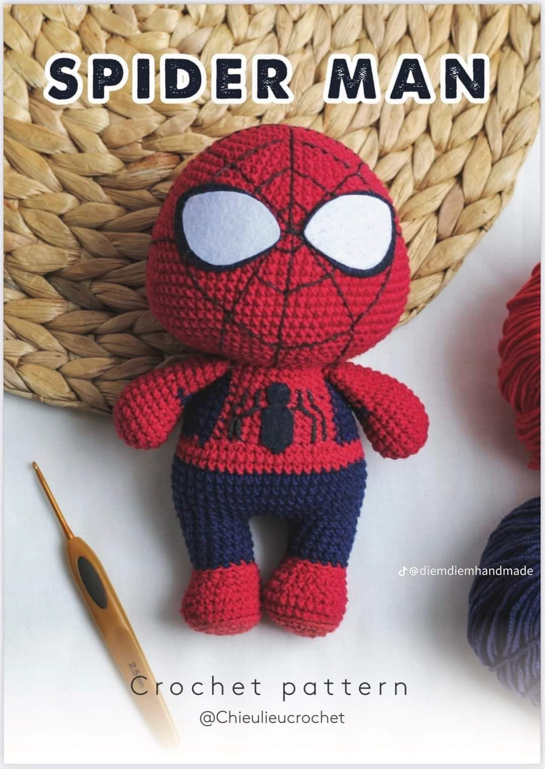 Hướng dẫn chi tiết cách móc búp bê Spider Man màu đỏ xanh