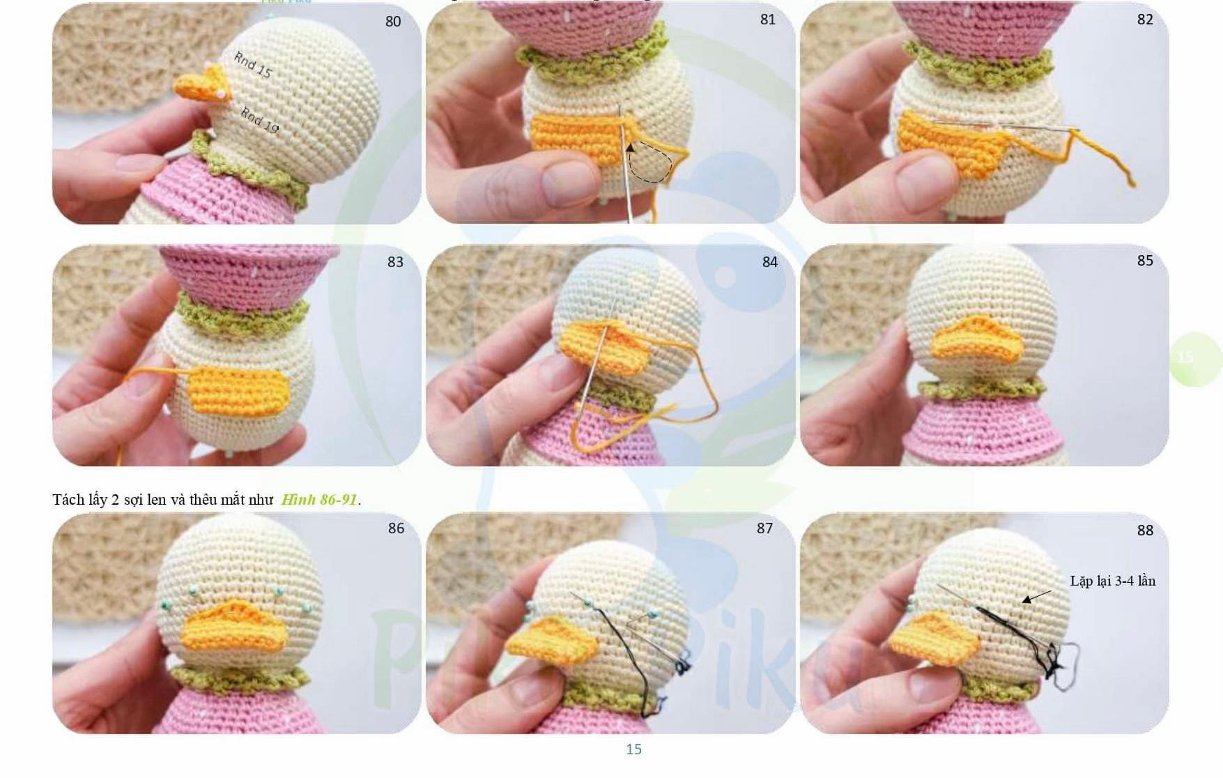 Hướng dẫn chi tiết cách móc búp bê vịt con amigurumi dễ thương với len Scheepjes Catona