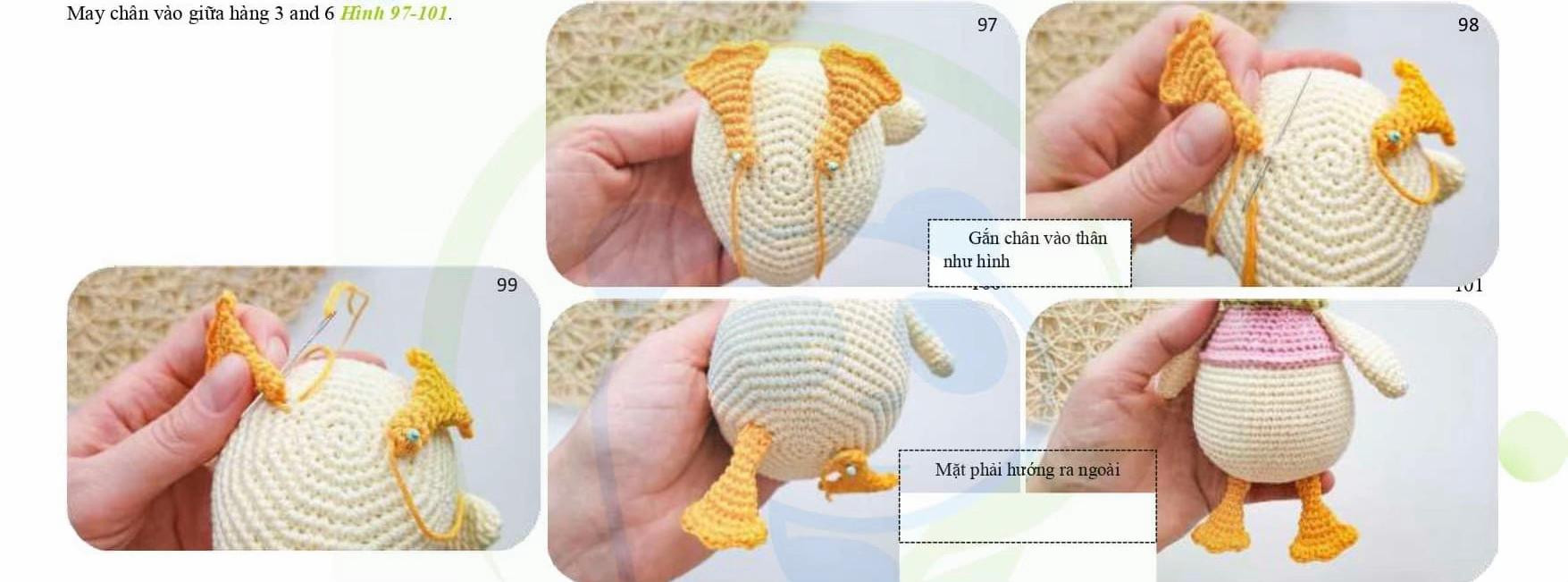 Hướng dẫn chi tiết cách móc búp bê vịt con amigurumi dễ thương với len Scheepjes Catona