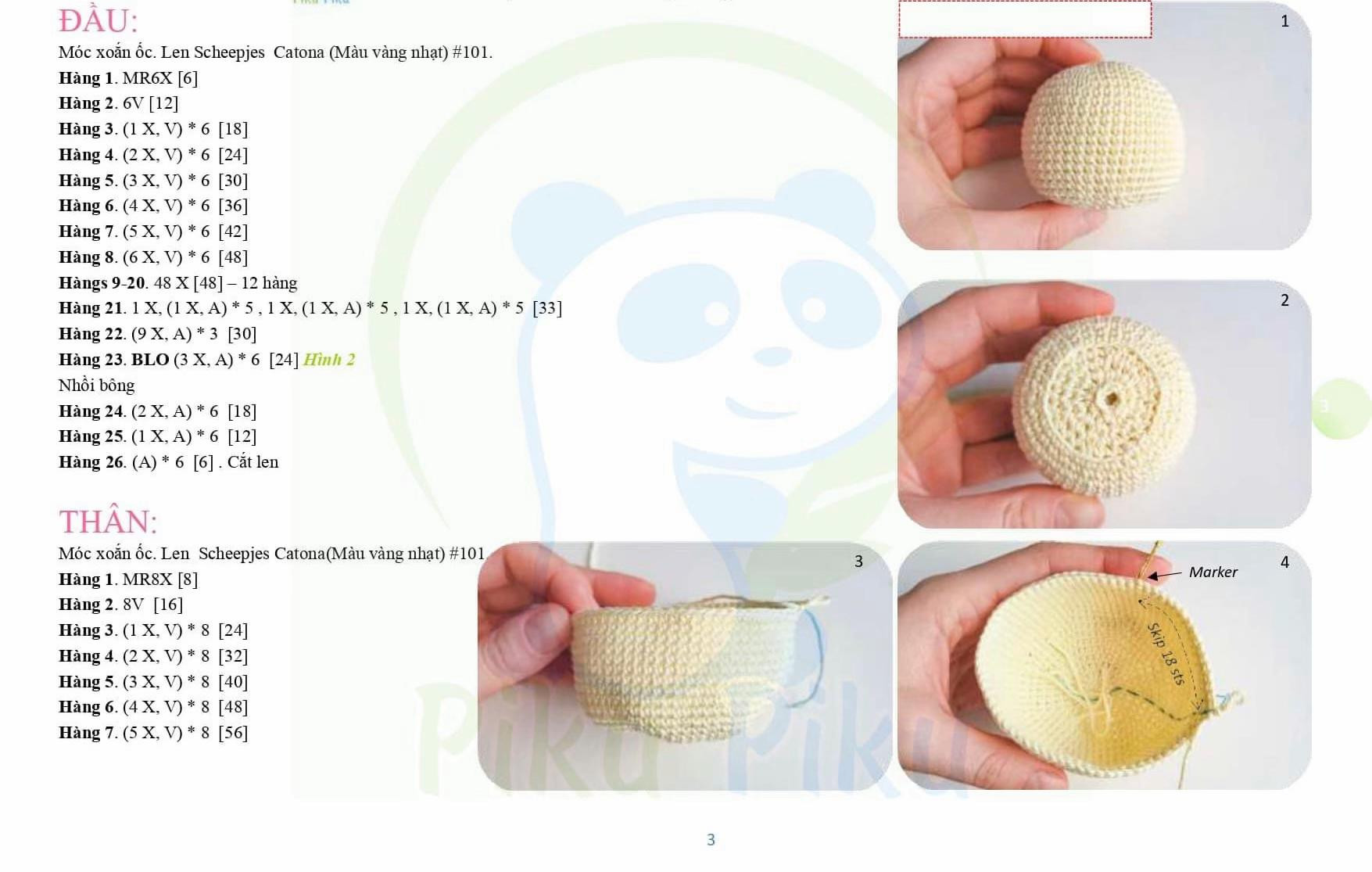 Hướng dẫn chi tiết cách móc búp bê vịt con amigurumi dễ thương với len Scheepjes Catona