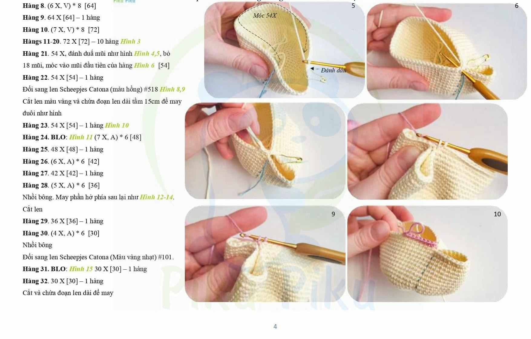 Hướng dẫn chi tiết cách móc búp bê vịt con amigurumi dễ thương với len Scheepjes Catona