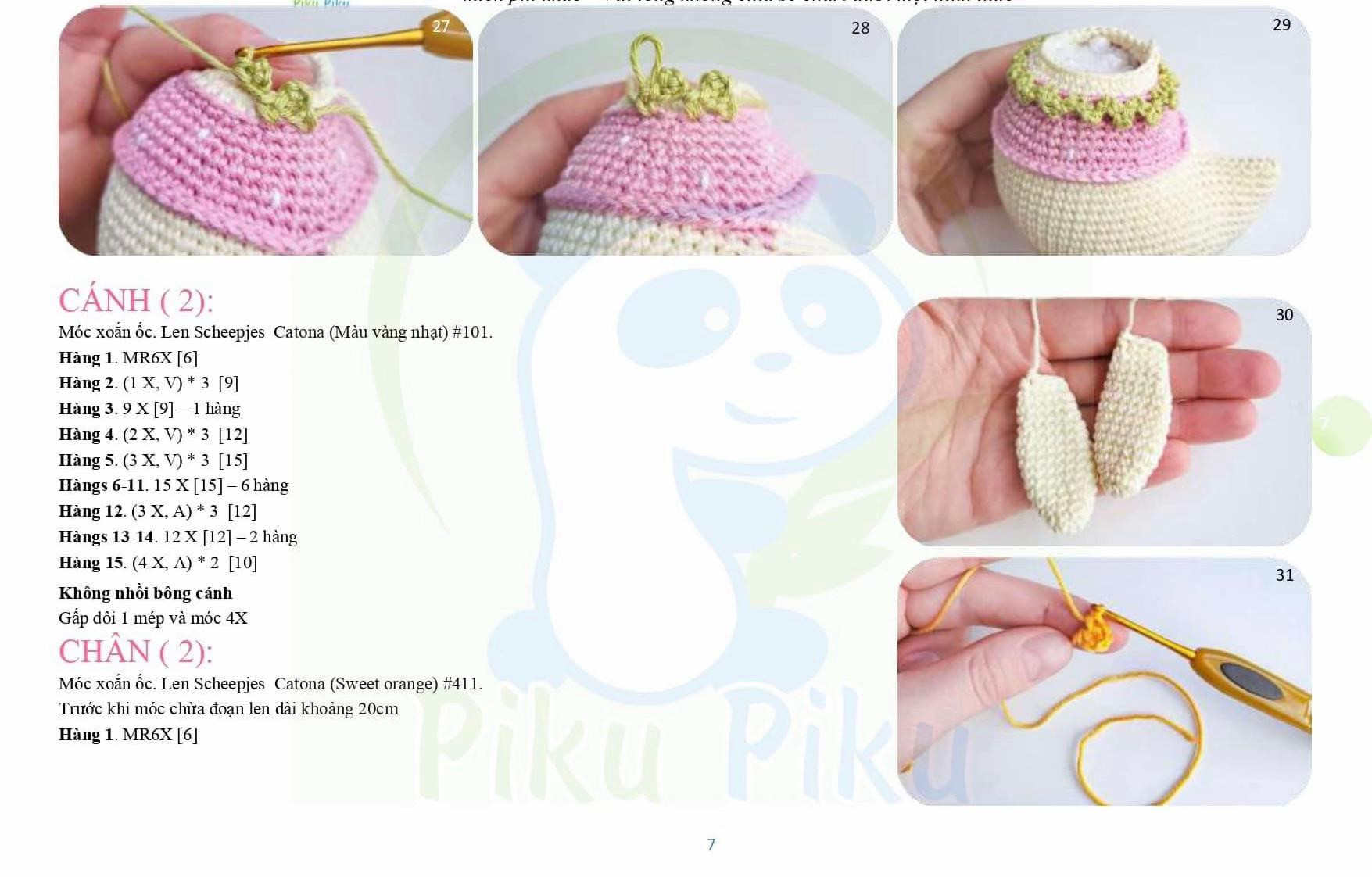 Hướng dẫn chi tiết cách móc búp bê vịt con amigurumi dễ thương với len Scheepjes Catona