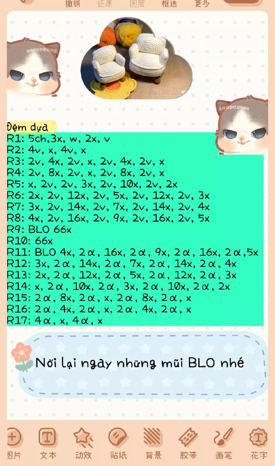 Hướng dẫn chi tiết cách móc ghế sofa búp bê màu vàng và trắng dễ thương