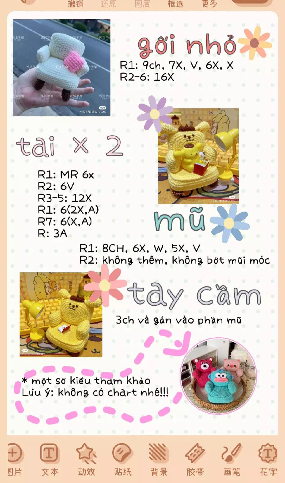 Hướng dẫn chi tiết cách móc ghế sofa búp bê màu vàng và trắng dễ thương