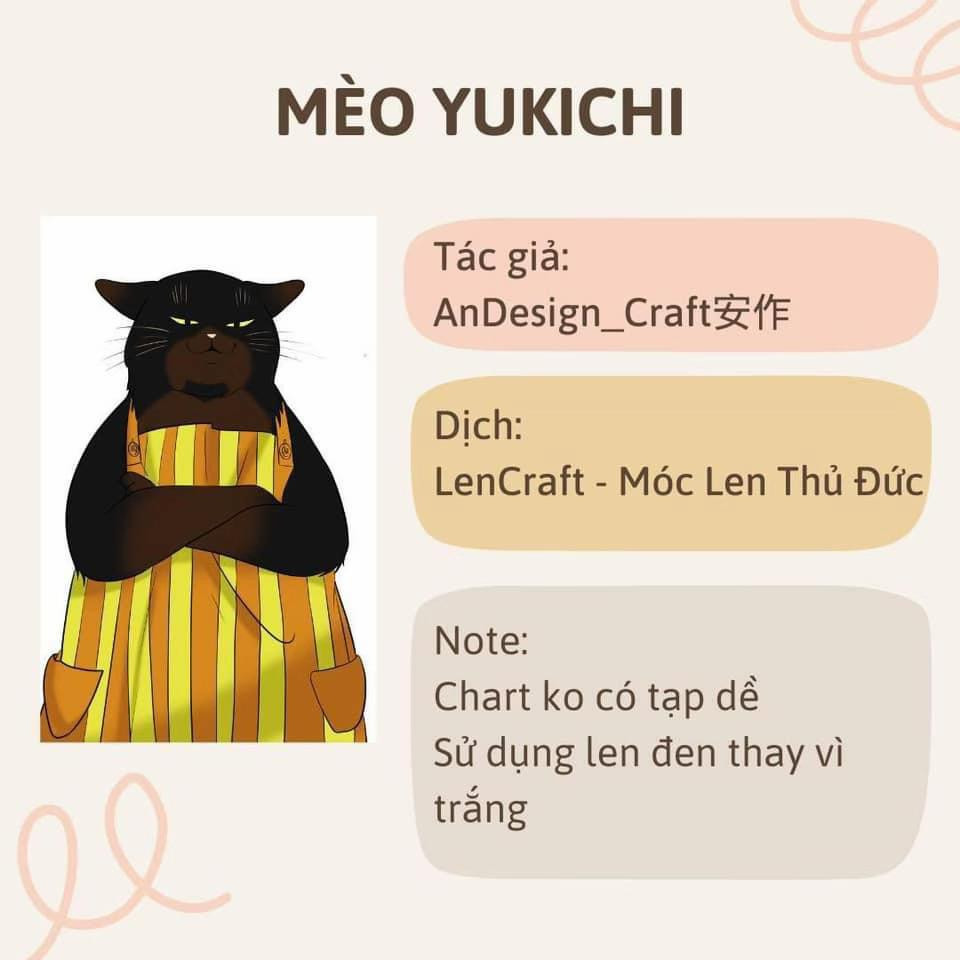 Hướng dẫn chi tiết cách móc len búp bê mèo Yukichi đen và trắng theo từng phần