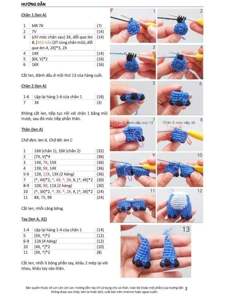 Hướng dẫn chi tiết cách móc len búp bê Stitch dễ thương với các màu sắc khác nhau