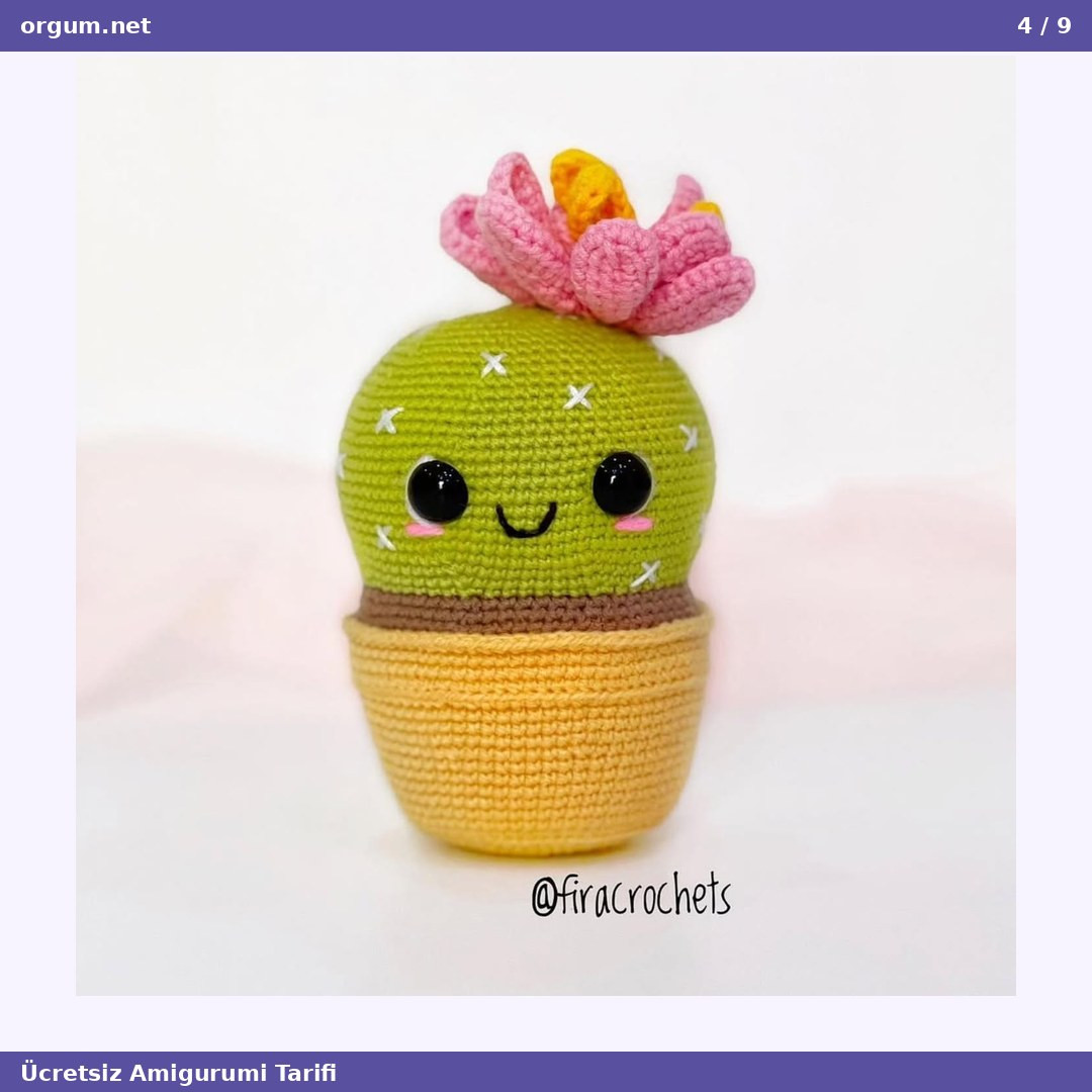 Hướng dẫn chi tiết cách móc len búp bê xương rồng Kaktüs Amigurumi dễ thương với hoa màu hồng và vàng