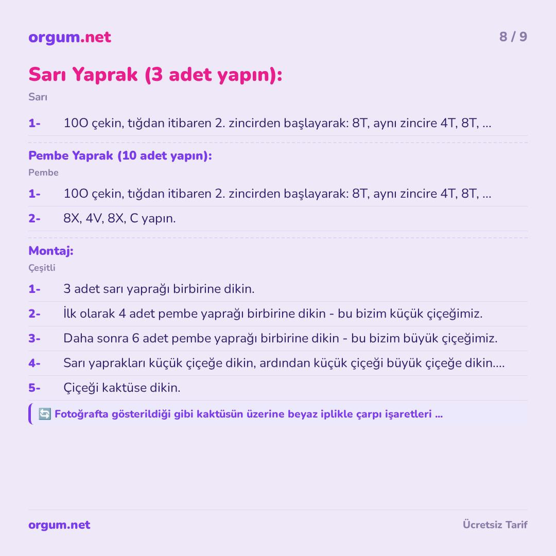 Hướng dẫn chi tiết cách móc len búp bê xương rồng Kaktüs Amigurumi dễ thương với hoa màu hồng và vàng