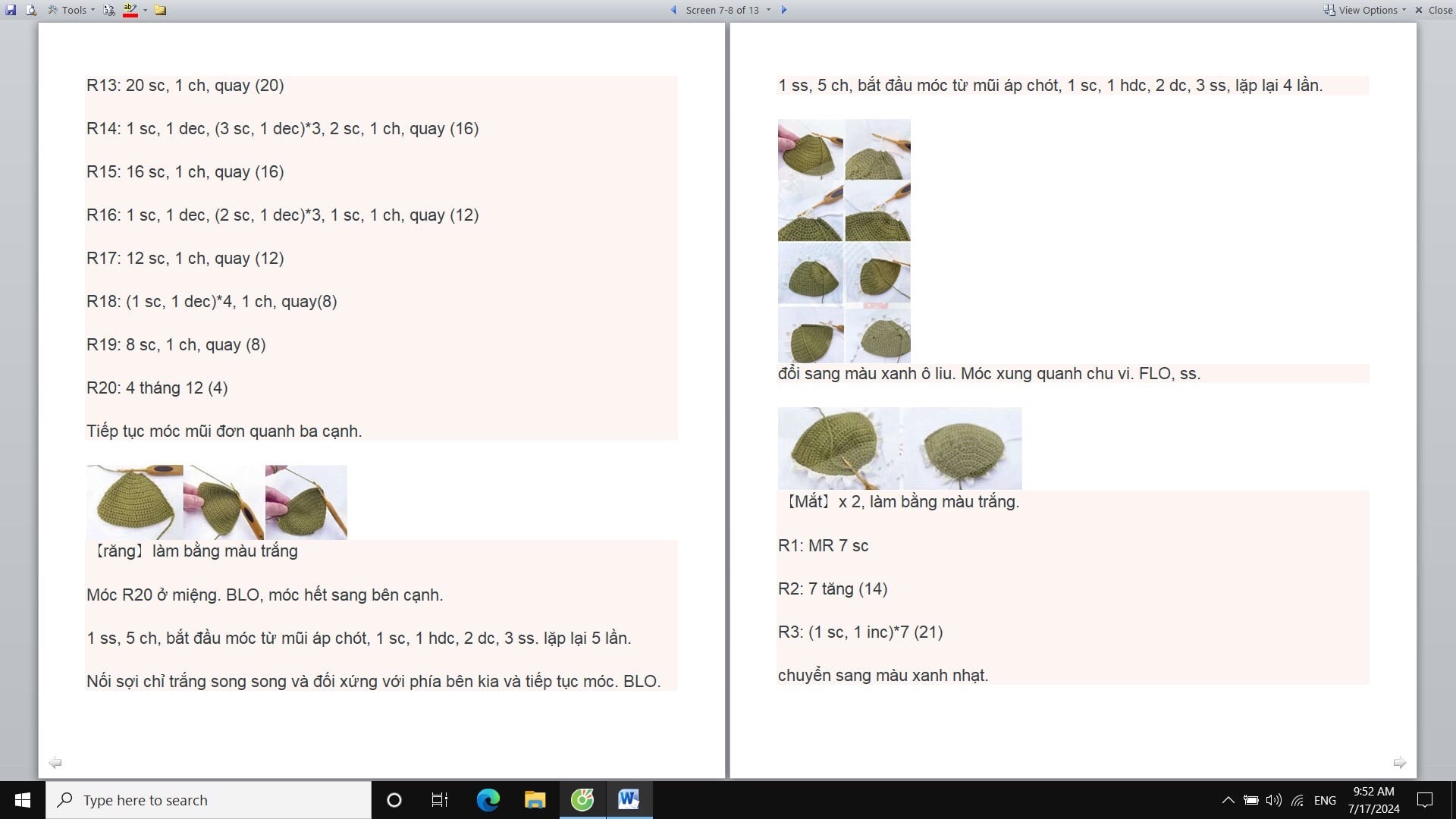 Hướng dẫn chi tiết cách móc len con cá mập dễ thương màu xanh và xanh lá cây