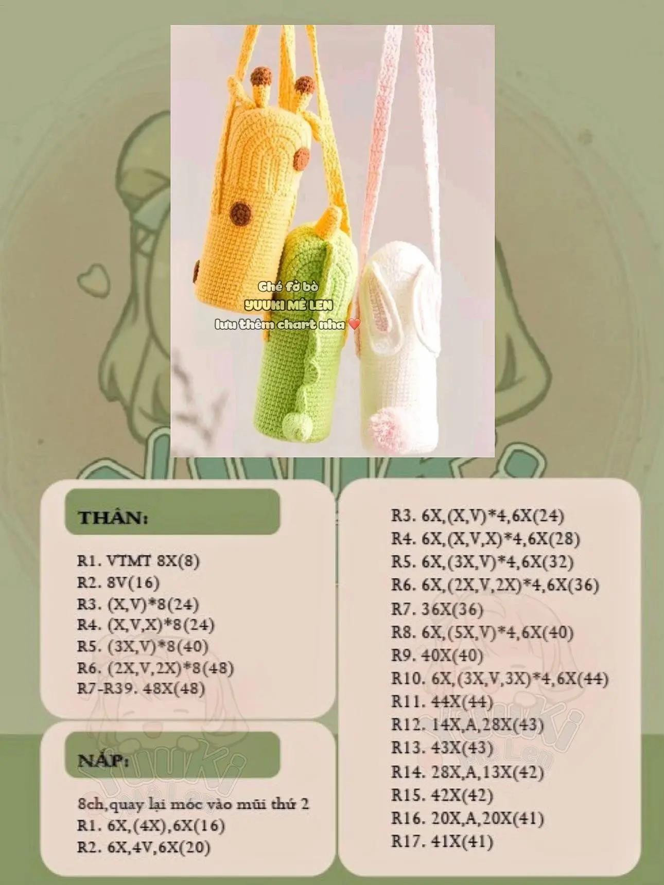 Hướng dẫn chi tiết cách móc len túi tai thỏ dễ thương kèm biểu tượng hoa và quả dâu