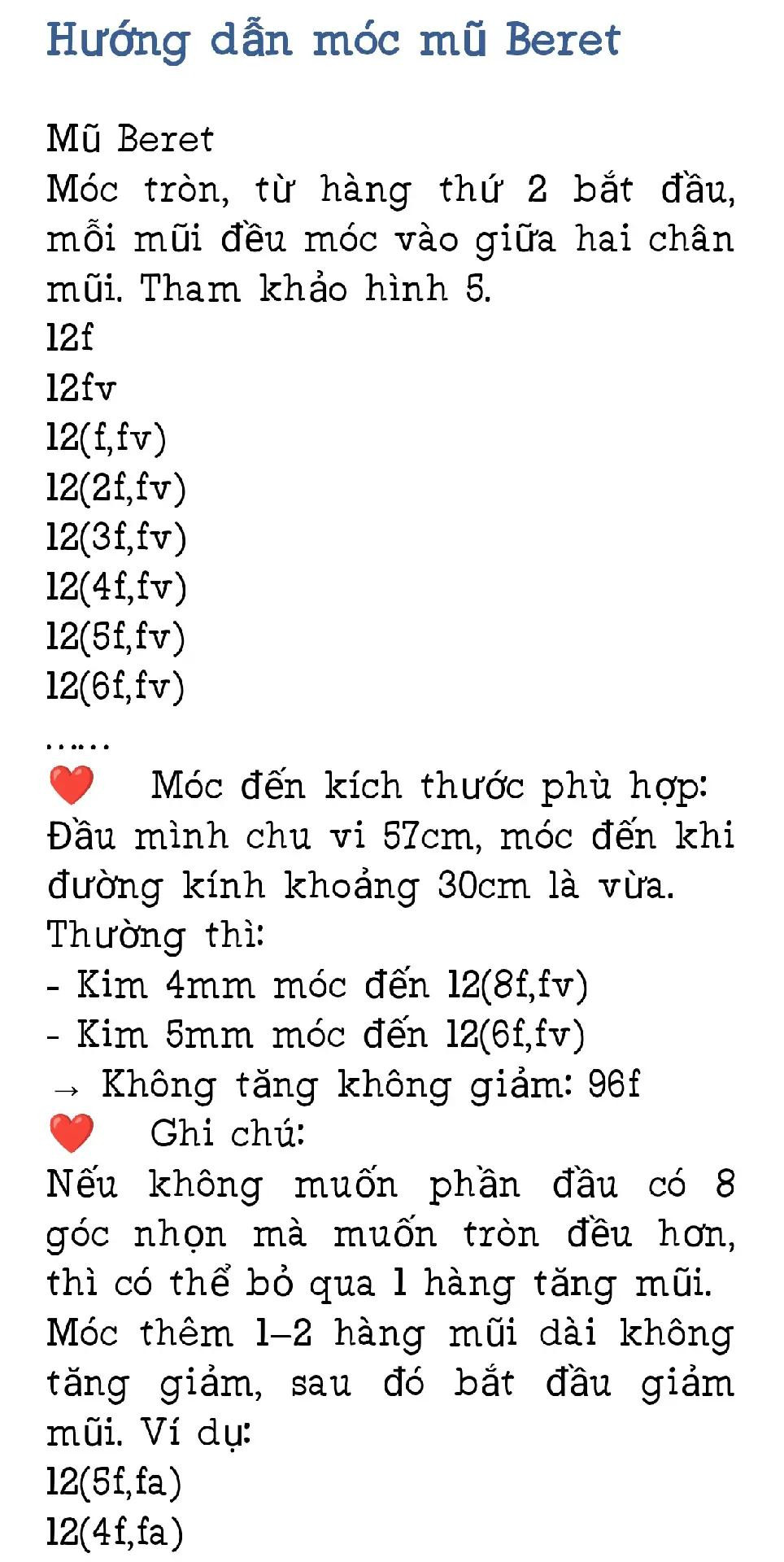 Hướng dẫn chi tiết cách móc mũ Beret len màu xanh