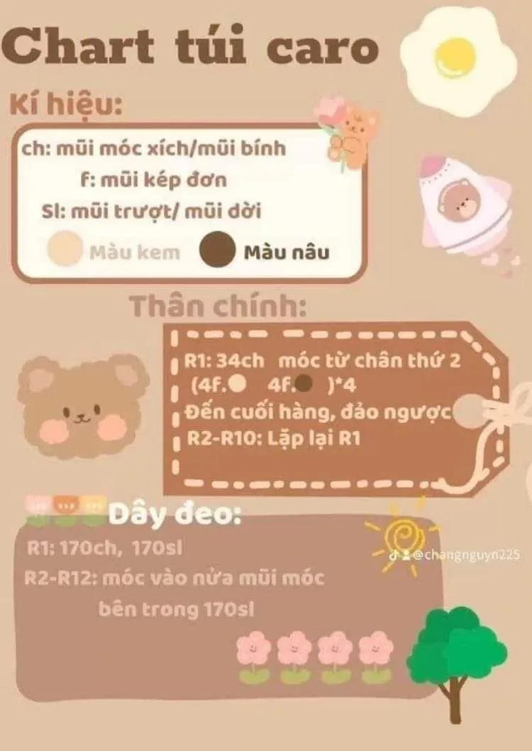Hướng dẫn chi tiết cách móc túi len xanh cốm và túi tote lưới màu kem