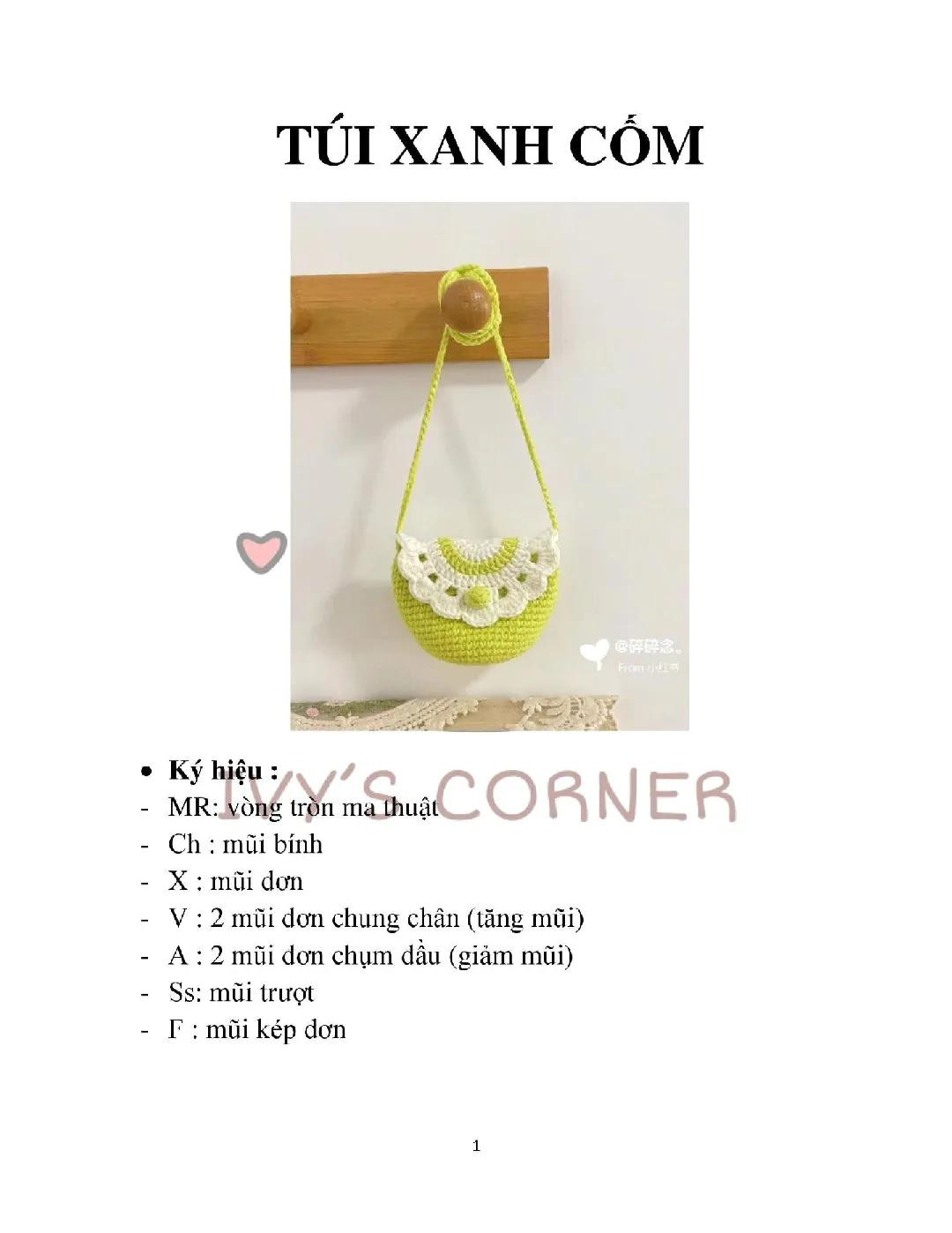 Hướng dẫn chi tiết cách móc túi len xanh cốm và túi tote lưới màu kem