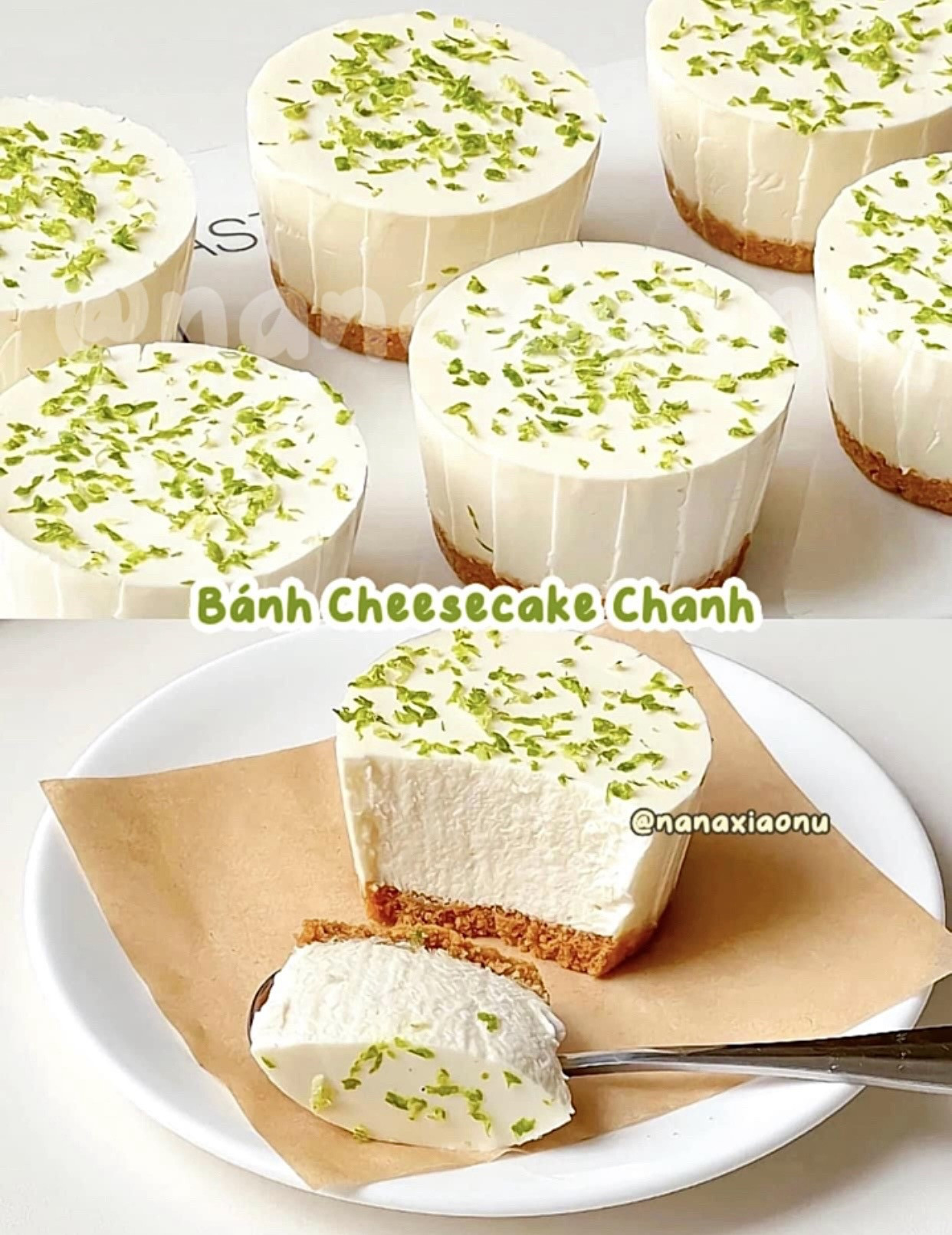 Hướng dẫn làm Bánh Cheesecake Chanh không cần lò nướng, topping vò chanh bào xanh mướt