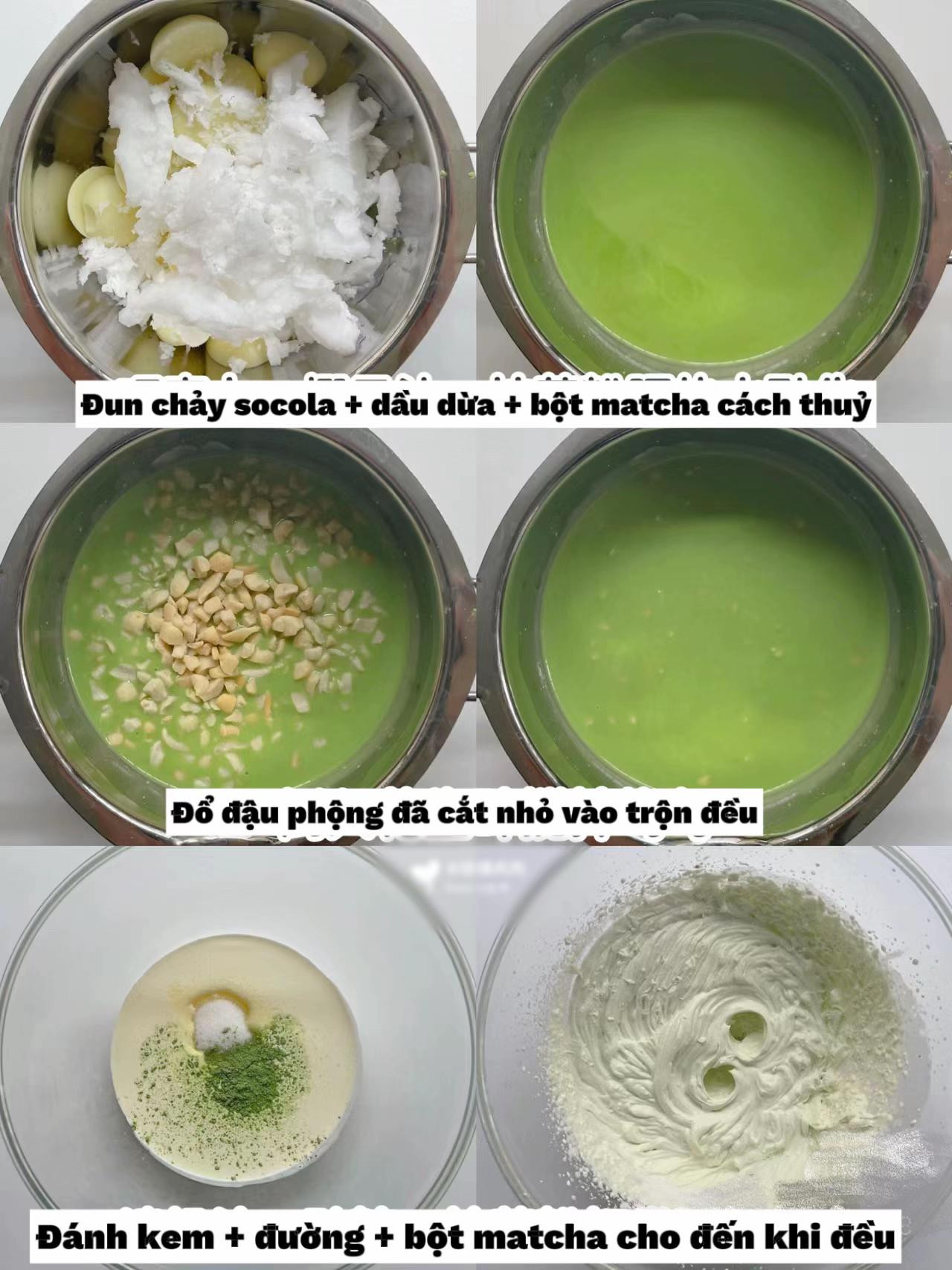 Hướng dẫn làm bánh hộp Matcha với lớp kem béo ngậy và vỏ socola giòn