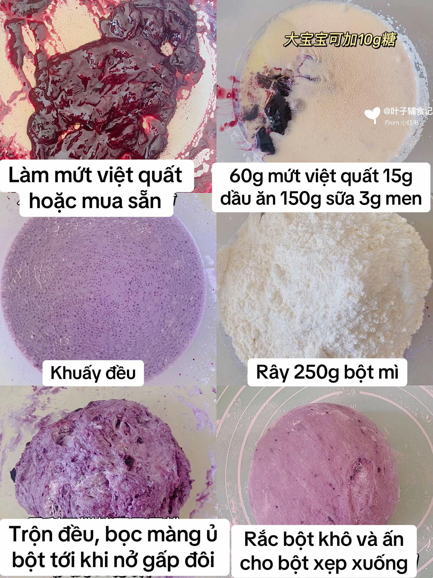Hướng dẫn làm bánh mì ngũ cốc việt quất với trái cây sấy khô, màu tím đẹp mắt cho bữa sáng dinh dưỡng
