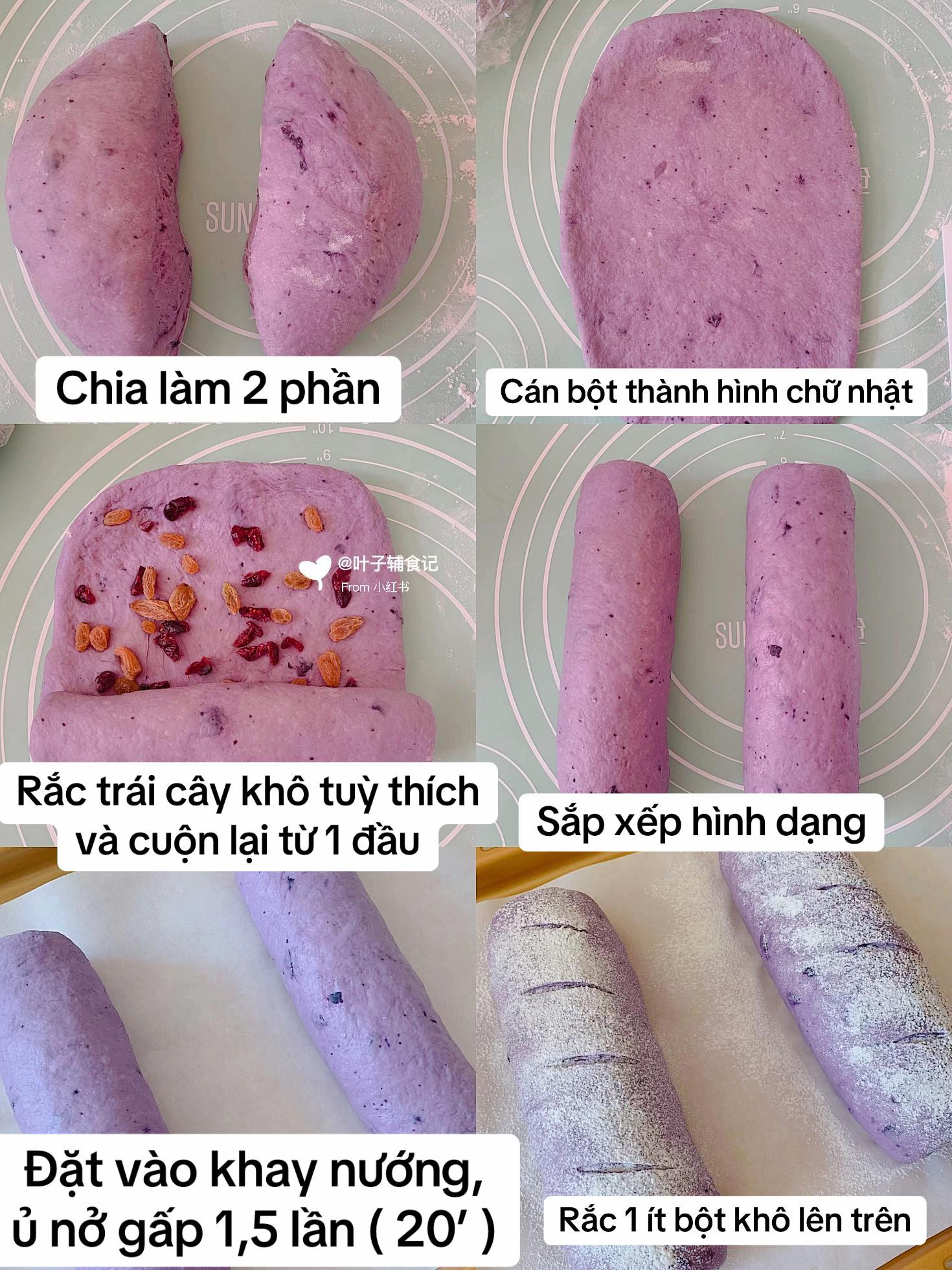 Hướng dẫn làm bánh mì ngũ cốc việt quất với trái cây sấy khô, màu tím đẹp mắt cho bữa sáng dinh dưỡng