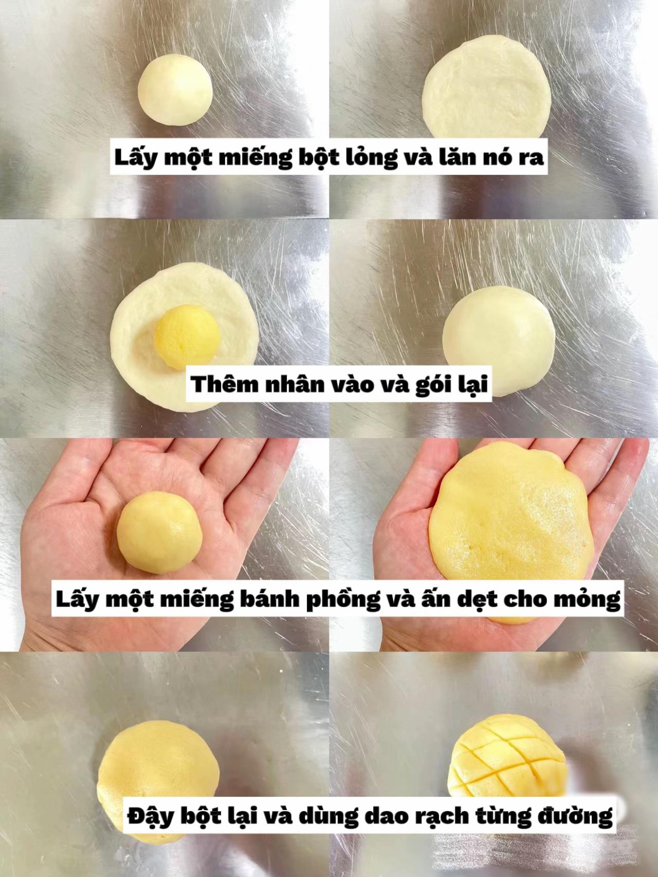 Hướng dẫn làm bánh mì nhân kem phô mai vàng óng, vỏ giòn tan, nhân béo ngậy