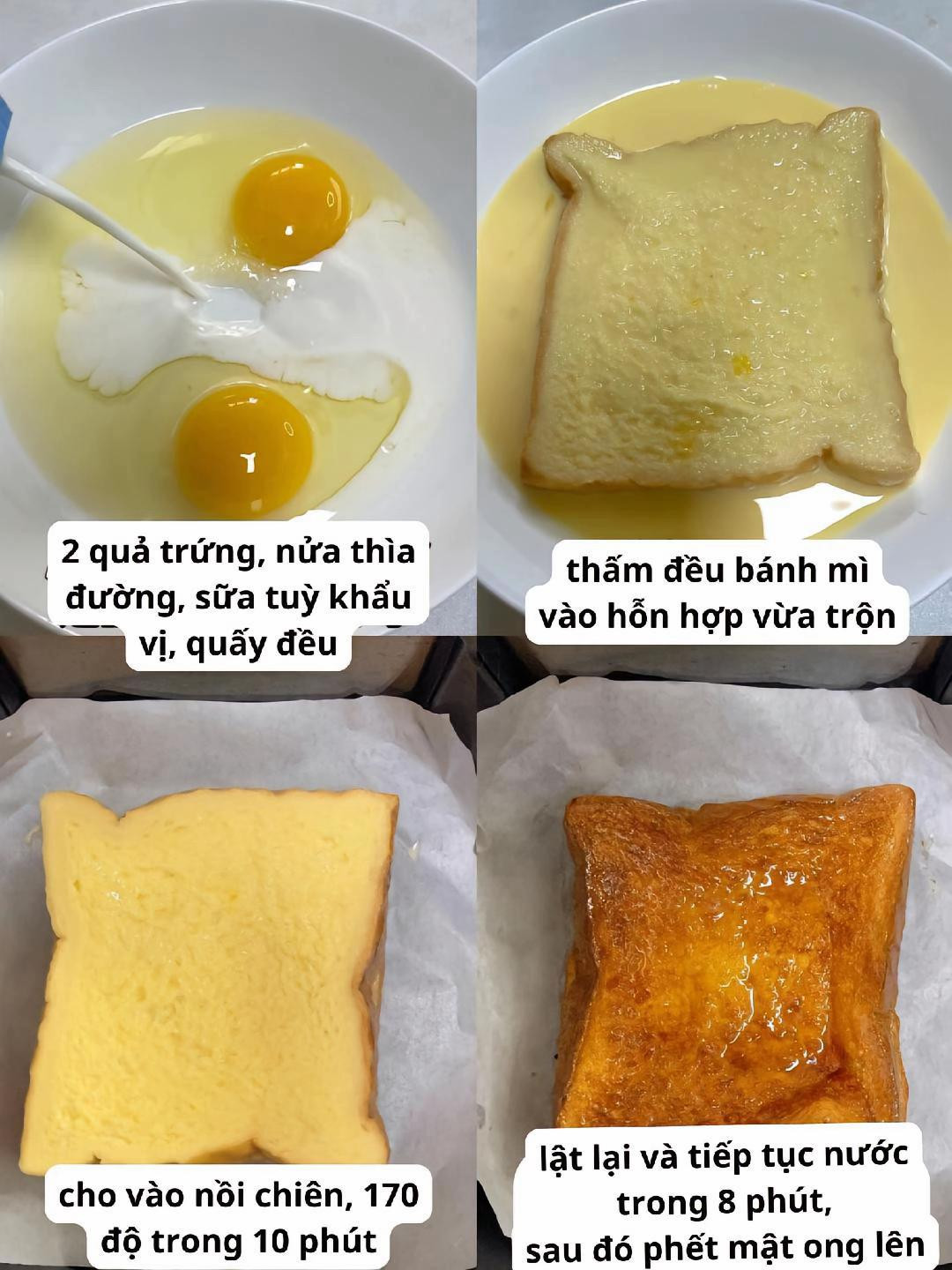 Hướng dẫn làm bánh mì nướng mật ong béo ngậy với trứng và sữa, giòn tan thơm ngon