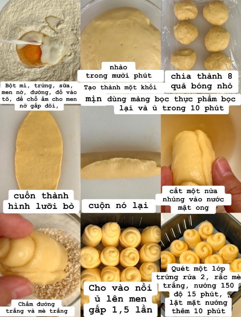 Hướng dẫn làm bánh mì ruốc xoắn ốc nướng lò chiên không dầu, giòn xốp phủ mè trắng