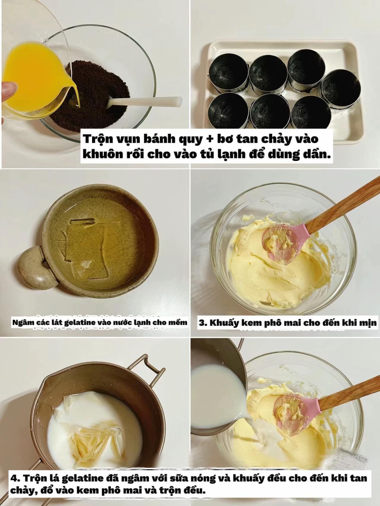 Hướng dẫn làm bánh mousse phô mai không lò nướng với mật ong hoa mộc tê và trang trí gấu sô cô la