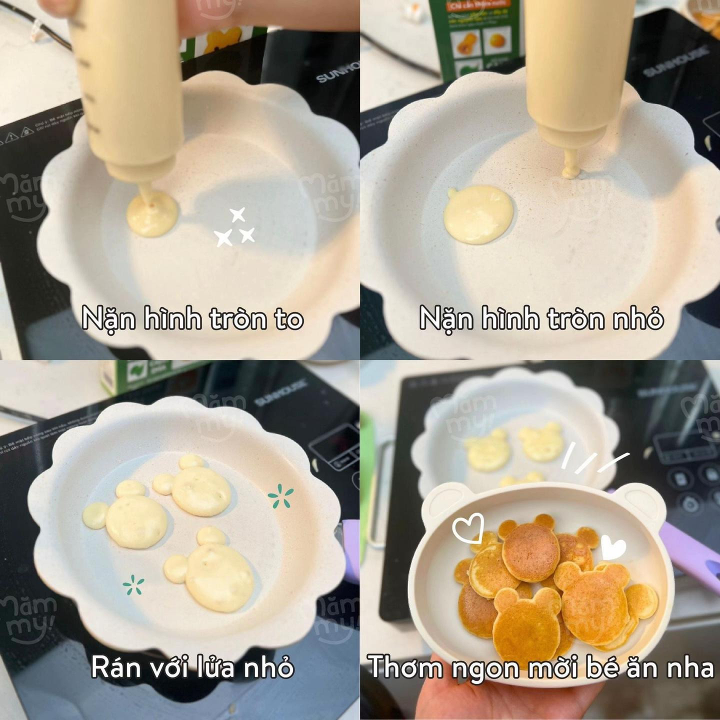 Hướng dẫn làm bánh pancake hình gấu dễ thương, bổ sung DHA và Canxi cho bé