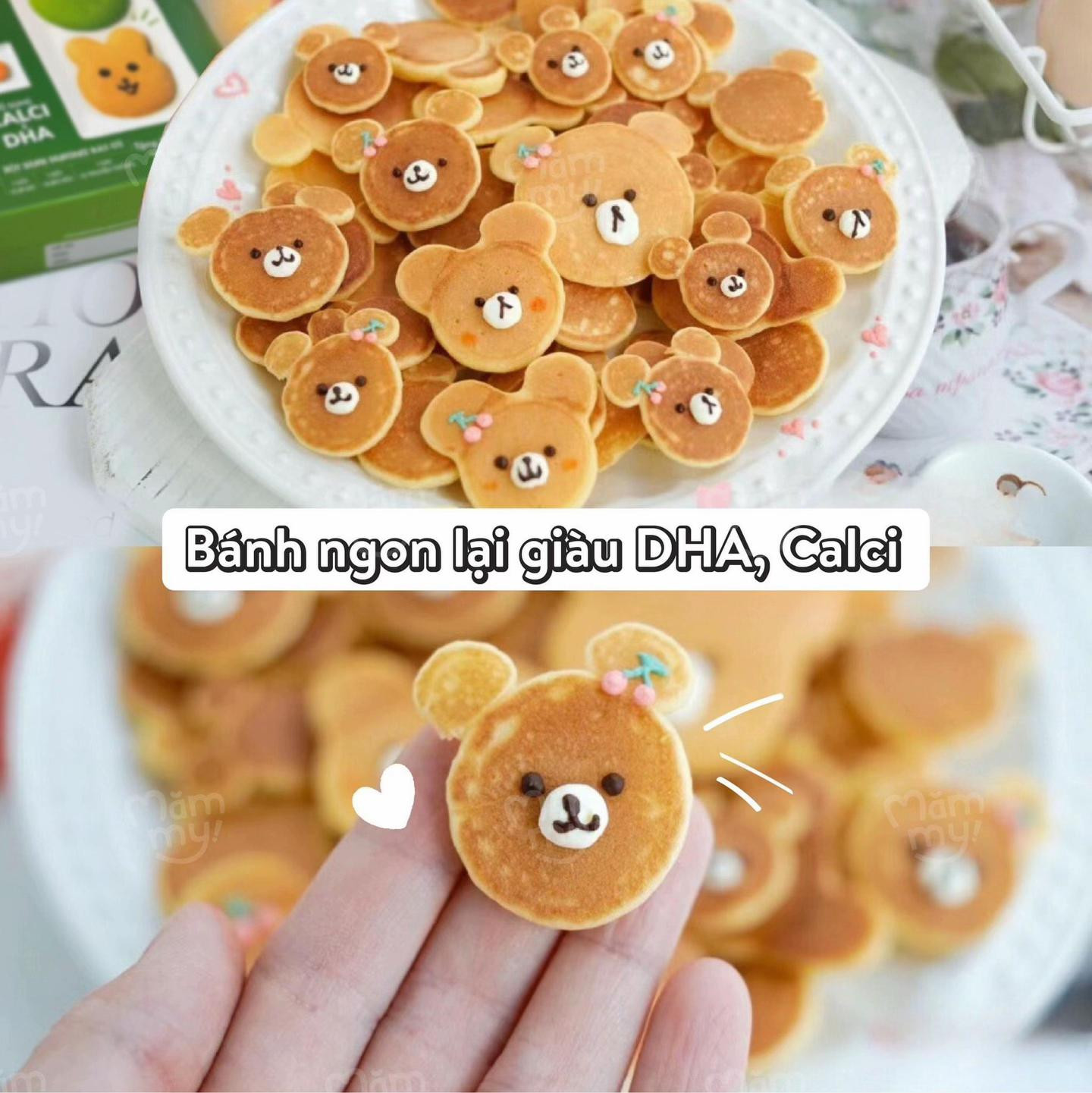 Hướng dẫn làm bánh pancake hình gấu dễ thương, bổ sung DHA và Canxi cho bé