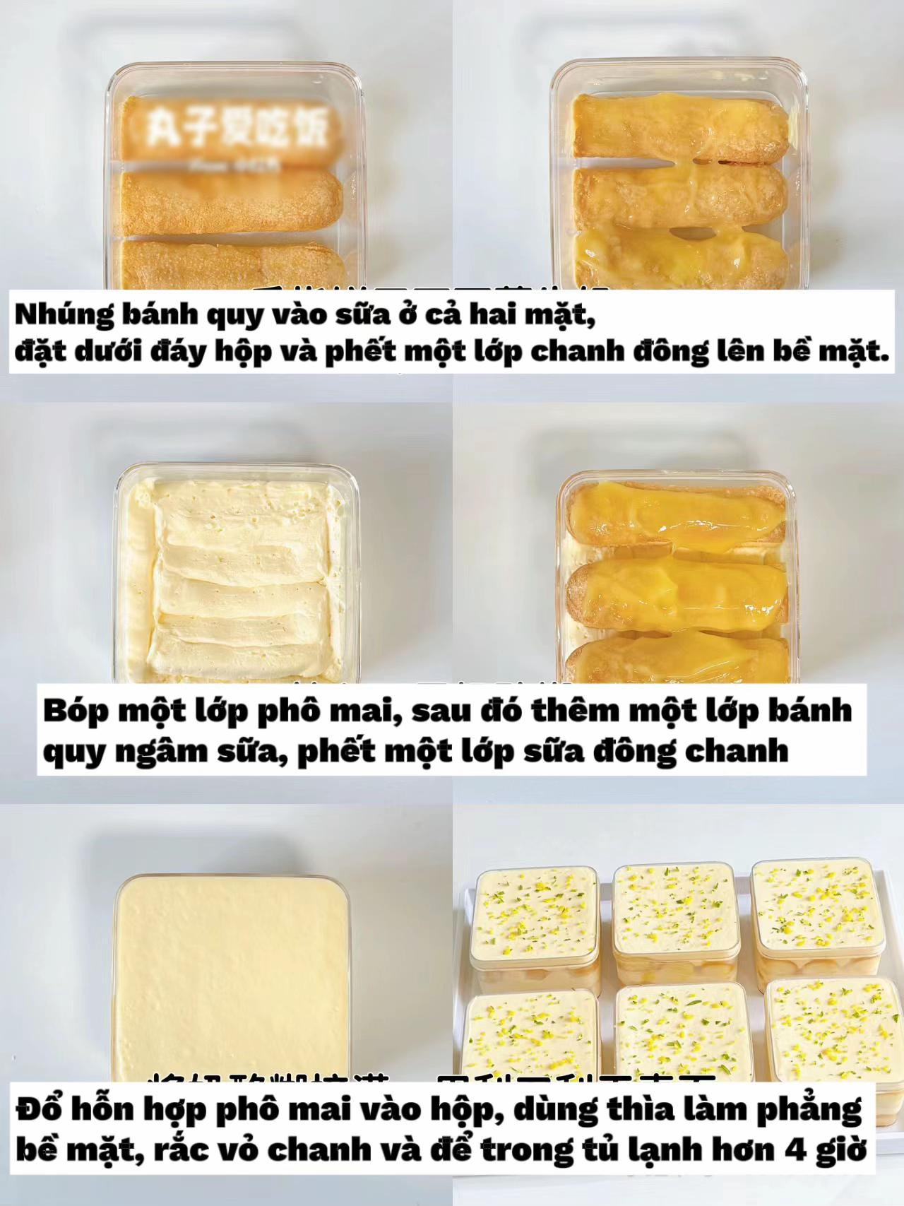 Hướng dẫn làm bánh Tiramisu chanh không lò nướng với phô mai mascarpone và bánh quy