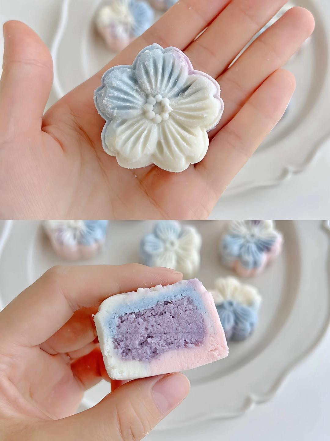 Hướng dẫn làm bánh trung thu hoa hồng handmade nhân khoai môn, vỏ bánh nhiều màu pastel đẹp mắt