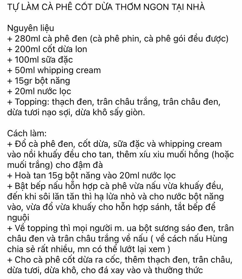 Hướng dẫn làm Cà phê cốt dừa topping trân châu, thạch đen và sợi dừa giòn