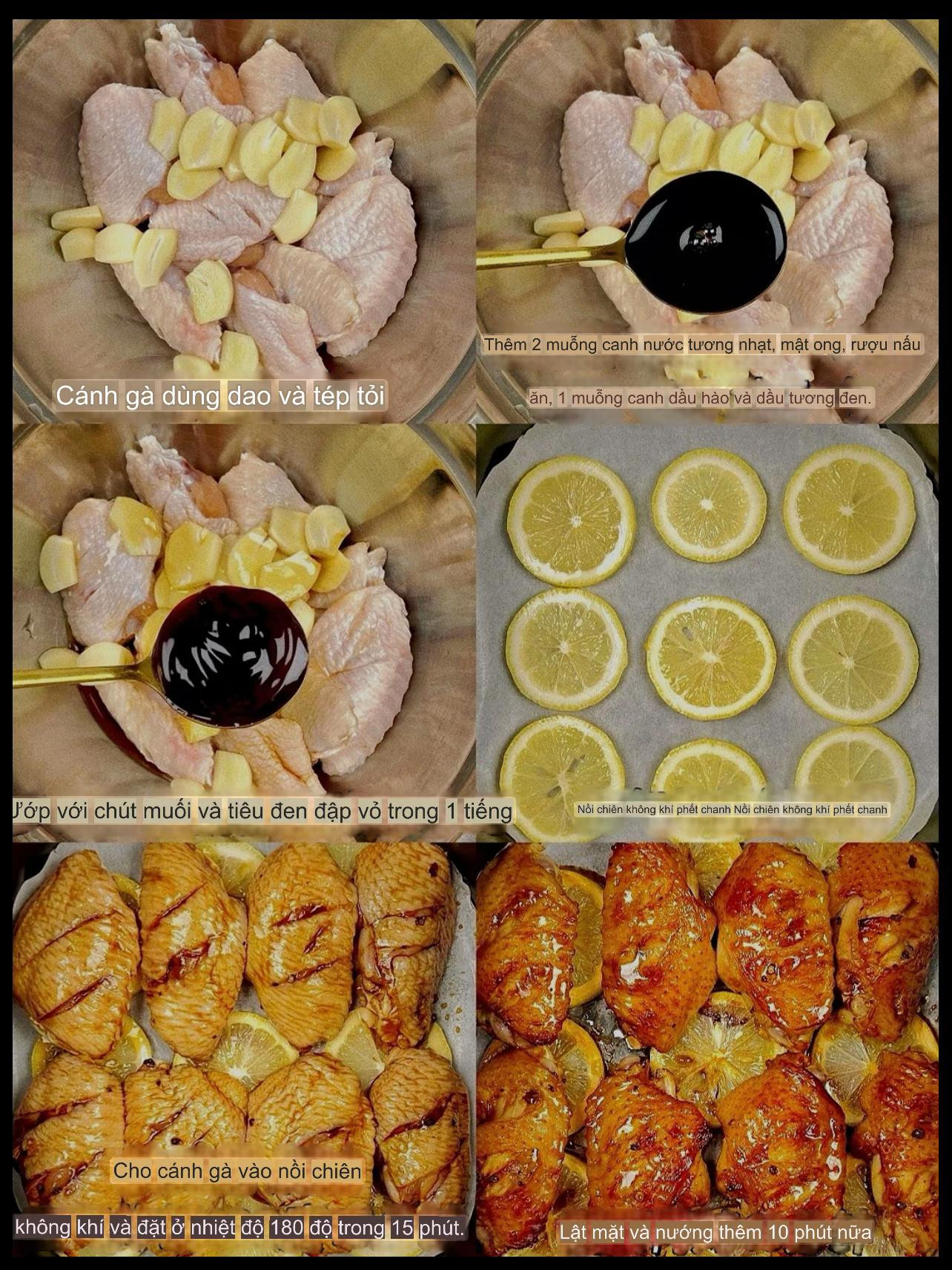 Hướng dẫn làm cánh gà nướng mật ong chanh tỏi thơm ngon, giòn rụm bằng nồi chiên không khí