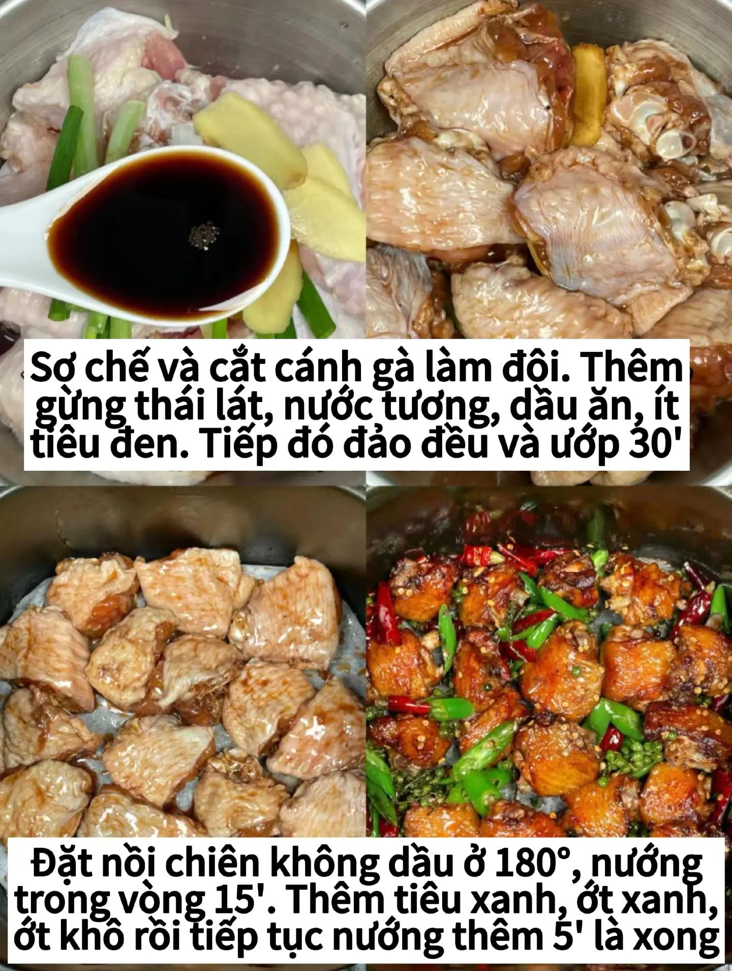 Hướng dẫn làm cánh gà nướng tiêu xanh, ớt đỏ giòn thơm ngon