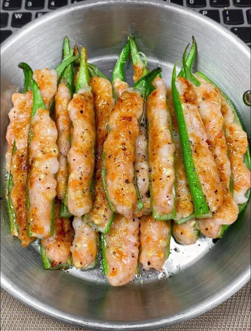 Hướng dẫn làm đậu bắp nhồi tôm chiên giòn, món ăn vặt ngon miệng