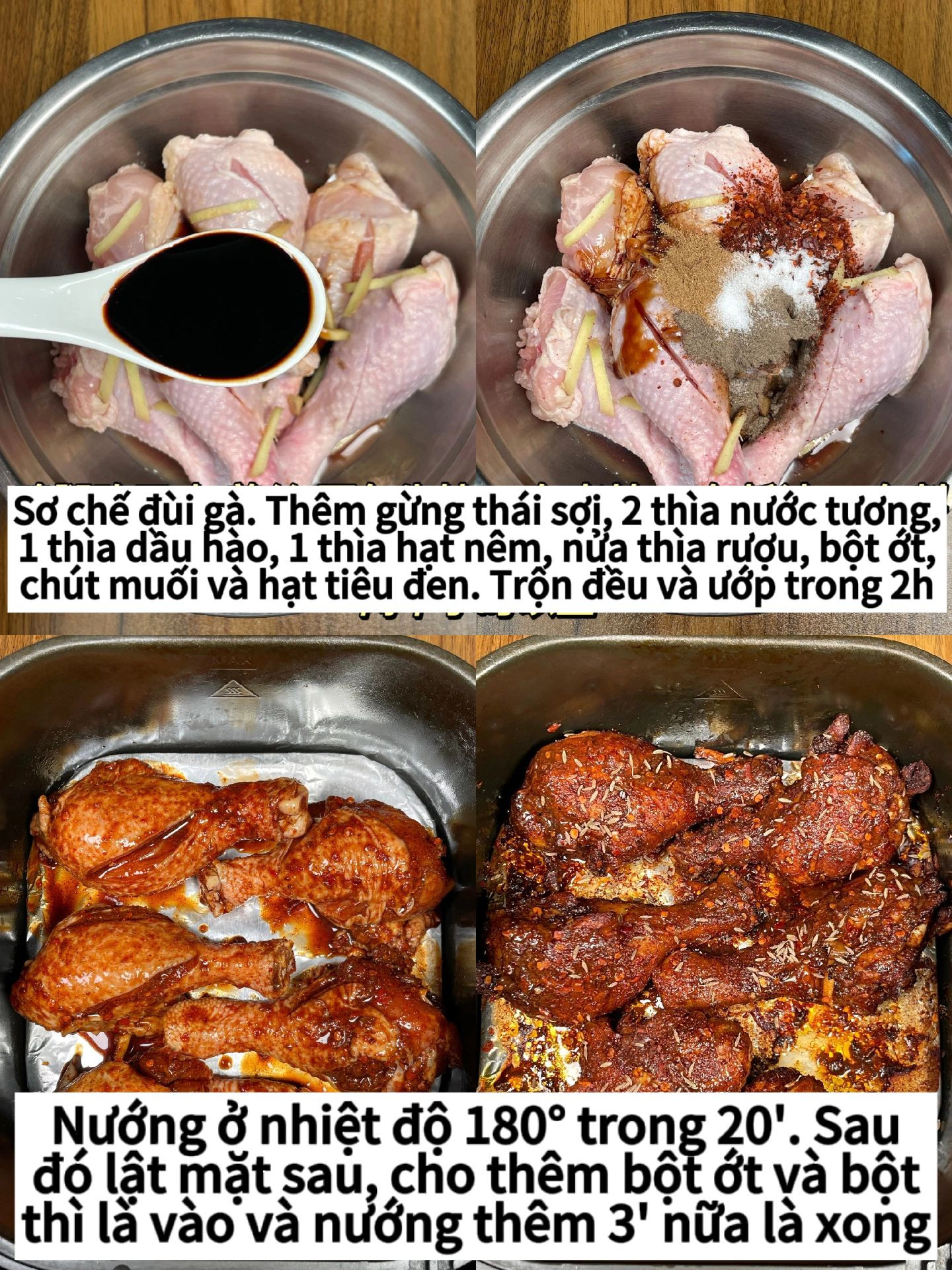 Hướng dẫn làm đùi gà nướng sốt dầu hào cay, da giòn thịt mềm