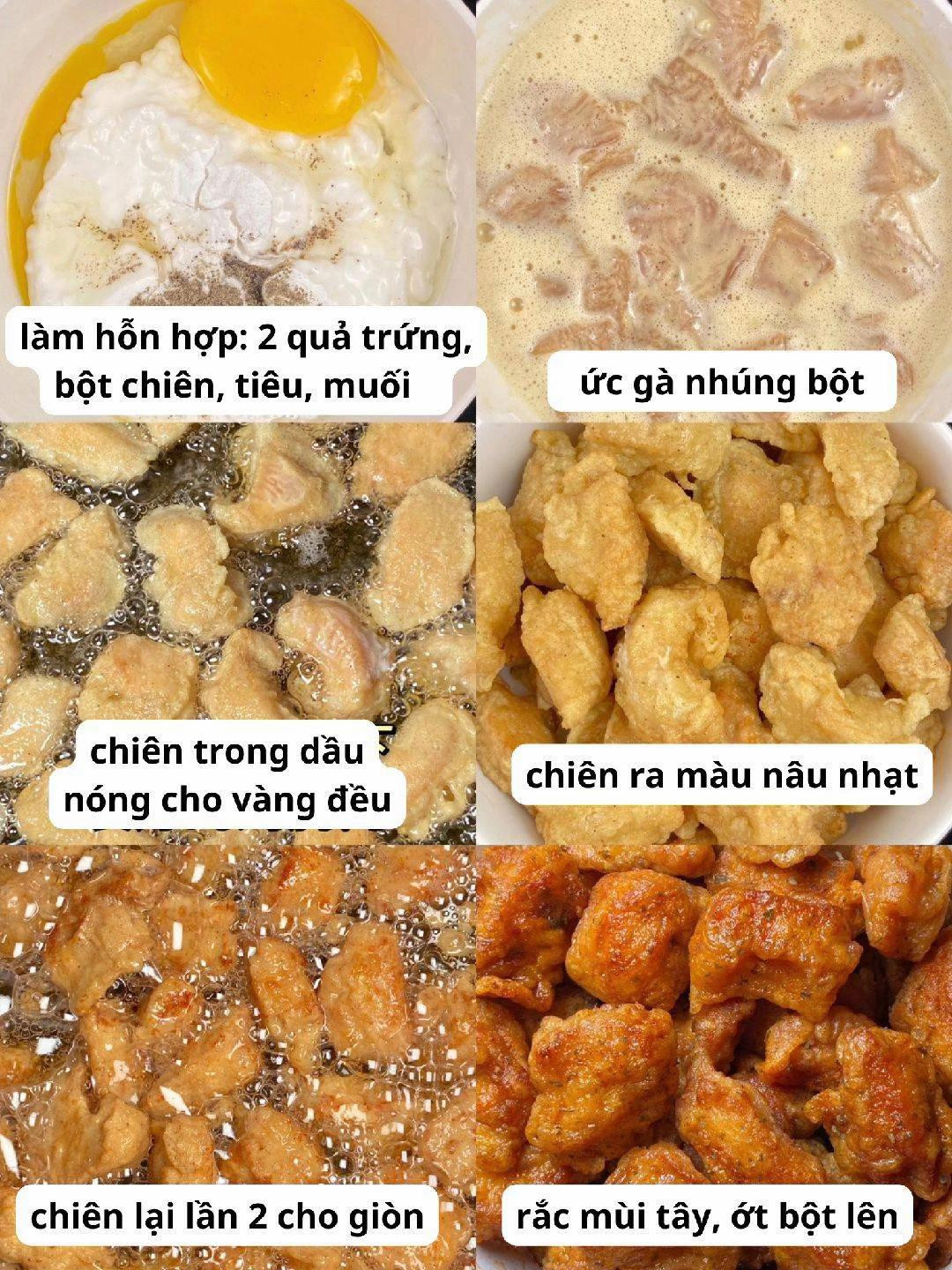 Hướng dẫn làm gà chiên giòn rắc mùi tây và ớt bột, món ăn vặt ngon tuyệt