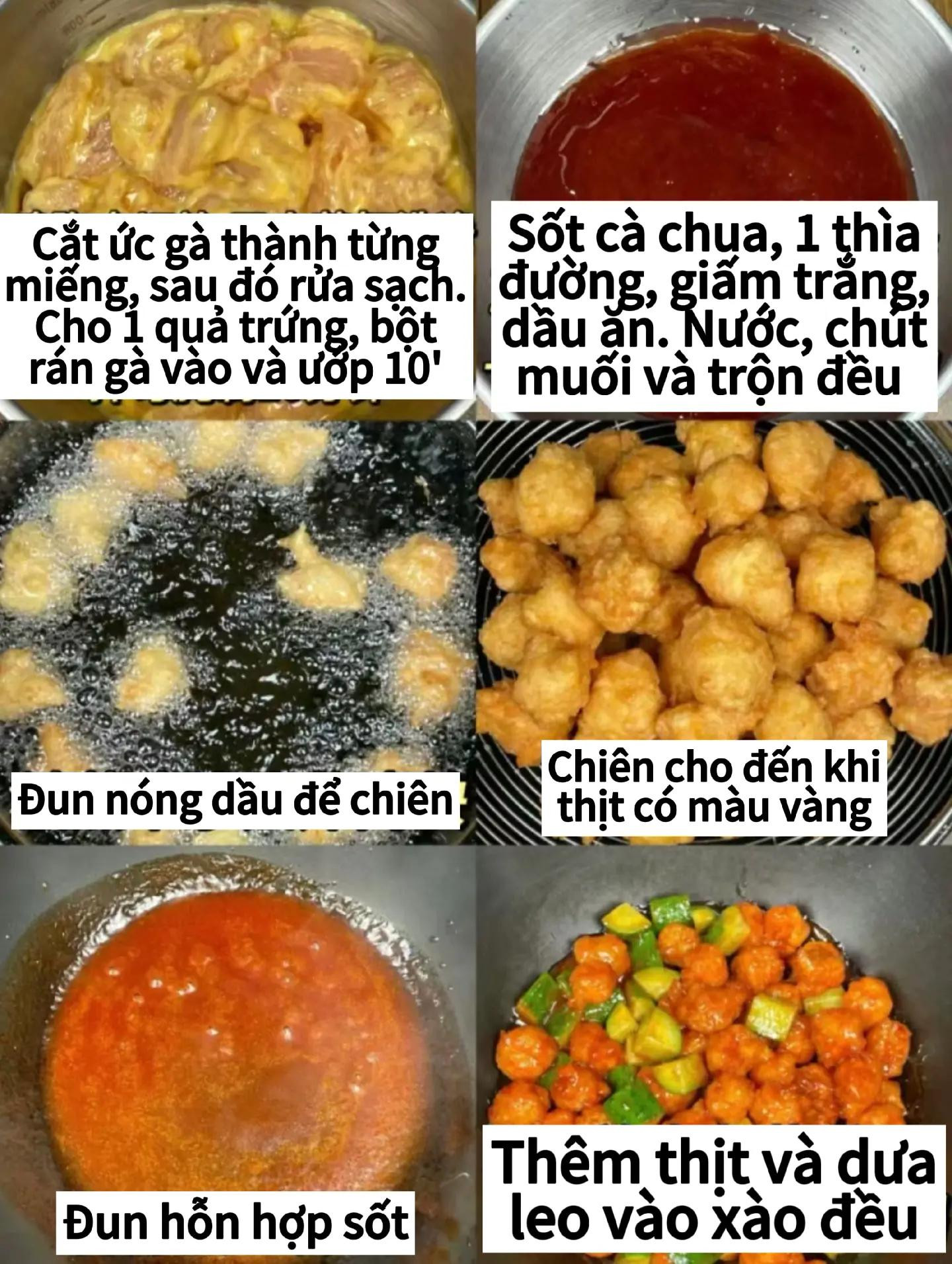 Hướng dẫn làm gà chua ngọt sốt cà chua giòn ngon ăn kèm dưa leo và cơm trắng