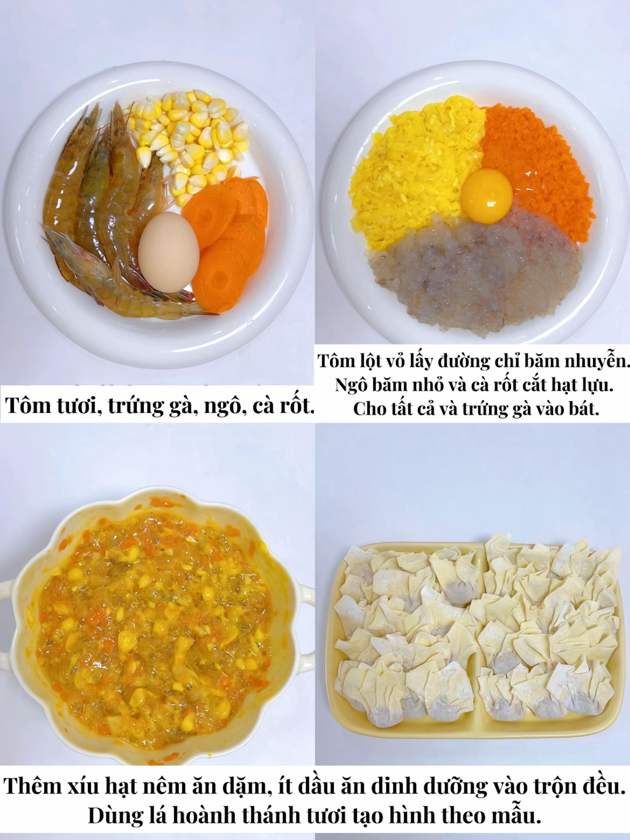 Hướng dẫn làm Hoành thánh Tôm bổ dưỡng cho bé trên 8 tháng tuổi