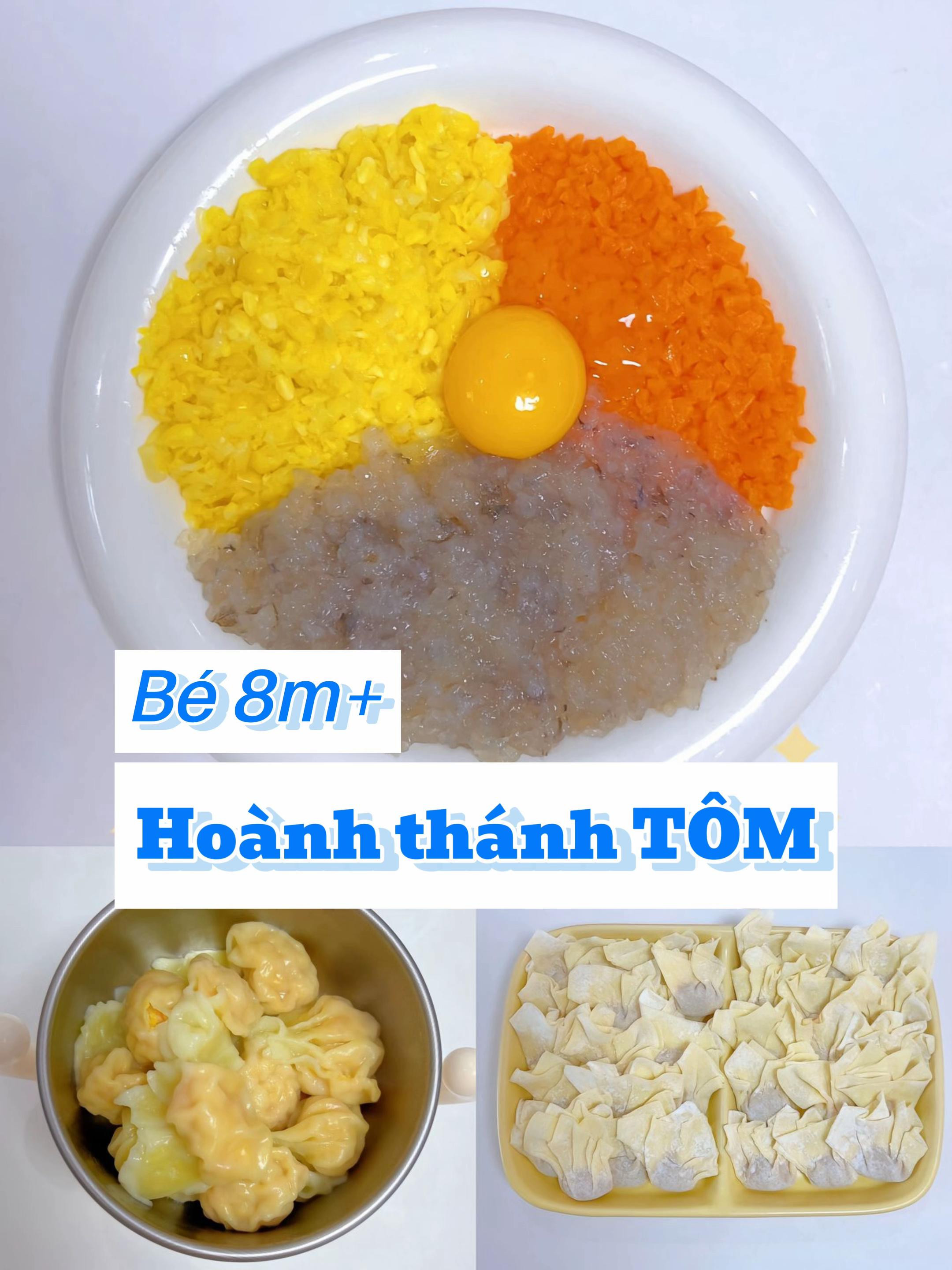 Hướng dẫn làm Hoành thánh Tôm bổ dưỡng cho bé trên 8 tháng tuổi