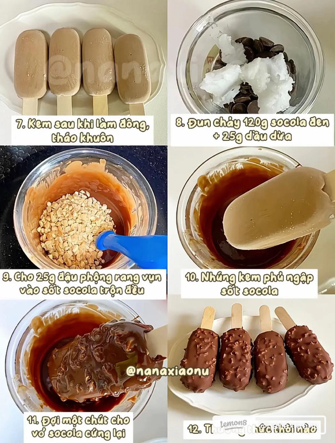 Hướng dẫn làm Kem Socola Đậu Phộng Vỏ Giòn mát lạnh, thơm lừng