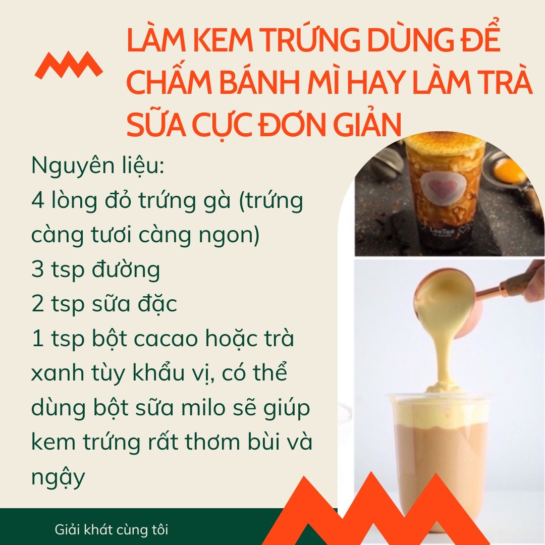 Hướng dẫn làm kem trứng dùng để chấm bánh mì hay làm trà sữa cực đơn giản