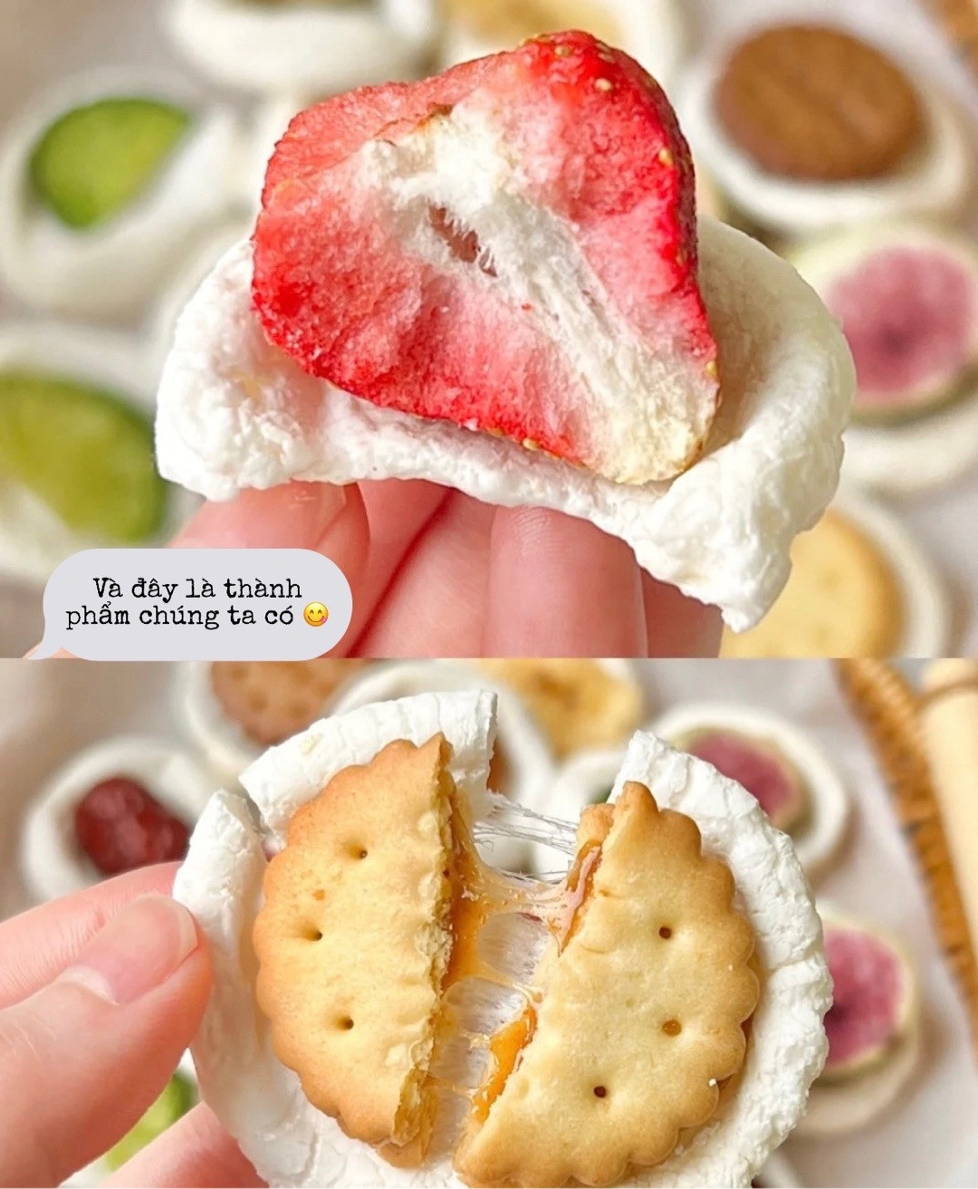 Hướng dẫn làm kẹo marshmallow nướng giòn kết hợp bánh quy, trái cây sấy khô và hạt điều
